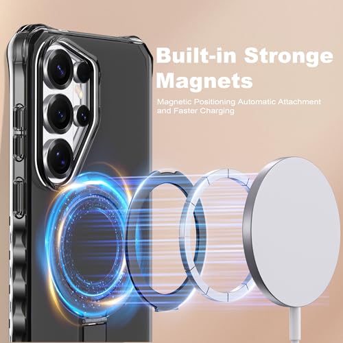 Compatible with Samsung Galaxy S26 Ultra Case 6.9'' Cute Wavy Frame with Magnetic Stand [Compatible with Mag-Safe] Military-Grade Translucent Phone Case for S26 Ultra, Black - color: Black, size: Samsung Galaxy S26 Ultra
