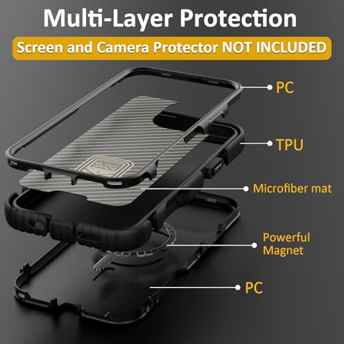 Follaroma Magnetic for iPhone 16 Pro Case, Heavy Duty Cases, Black, 6.7" | Compatible with MagSafe, Heavy Duty Shockproof,Military-Grade Anti-Drop Protective,Dual Layer Magnetic Protection Phone Cover - color: Black, size: iPhone 16 Pro 6.3''