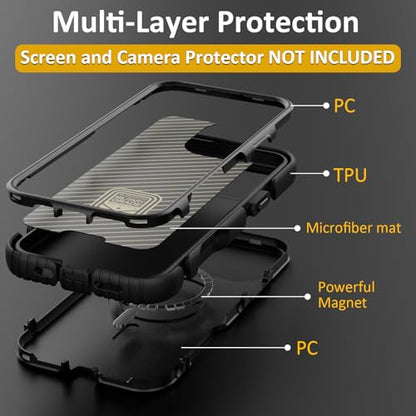 Follaroma Magnetic for iPhone 16 Pro Case, Heavy Duty Cases, Black, 6.7" | Compatible with MagSafe, Heavy Duty Shockproof,Military-Grade Anti-Drop Protective,Dual Layer Magnetic Protection Phone Cover - color: Black, size: iPhone 16 Pro 6.3''