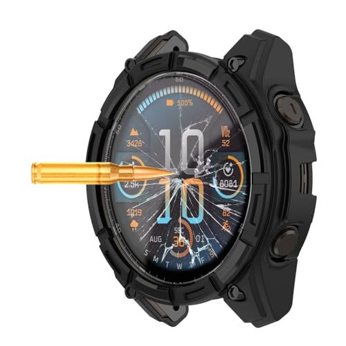 [1+4 Pack] Case with Tempered Glass Screen Protector Compatible with Garmin Fenix 8 SOLAR 51MM (Not for Fenix 8 51mm AMOLED), Bumper Full Coverage Protective Soft Cases Face Cover for Fenix 8 SOLAR 51MM - size: for Fenix 8 SOLAR 51MM