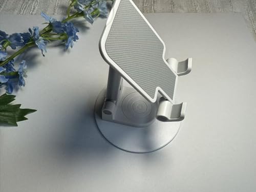 Cell Phone Stand, 360 Rotating Phone Stand, Fully Adjustable and Foldable Desktop Phone Stand. The Base of The Stand is Suitable for All Types of Mobile Phones. (White)