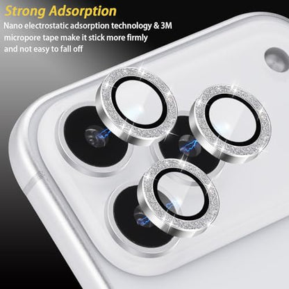 Camera Lens Protector for iPhone 17 Pro/17 Pro Max, Glitter Silver - color: Glitter Silver
