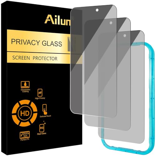 Ailun 3 Pack Privacy Screen Protector for iPhone 17 Pro, Tempered Glass - size: 17 Pro 6.3 inches