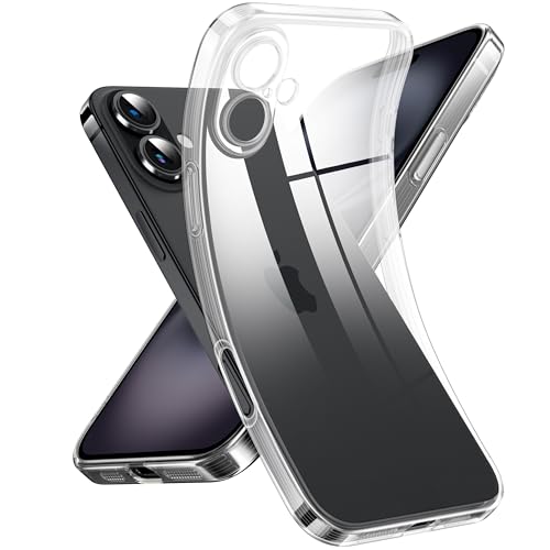 Supdeal Crystal Clear Case for iPhone 16, [Not Yellowing] [Camera Protection] [Military Grade Drop Tested] Transparent Shockproof Protective Soft Silicone Slim Cover, 6.1 inch, Transparent - color: Transparent, size: iPhone 16