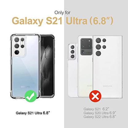 SURITCH for Samsung Galaxy S21 Ultra Clear Case 6.8" (Only), [Built-in Screen Protector] Full Body Protective Hard Shell+Soft TPU Phone Case for Samsung S21 Ultra -(Black Edge) - color: Black Edge