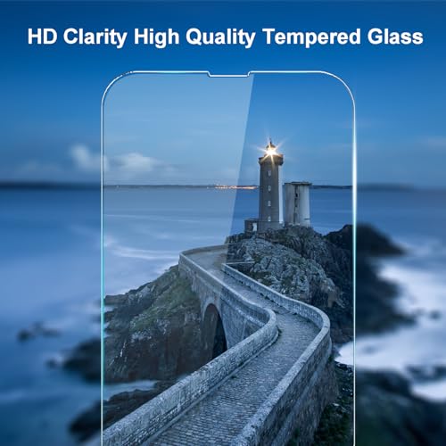 TENOC Screen Protector for iPhone 13 & iPhone 13 Pro & iPhone 14 & iPhone 16e & iPhone 17e, 5-Pack Clear 9H Tempered Glass Film Cover Sensor Protection Case Friendly for 6.1 inch