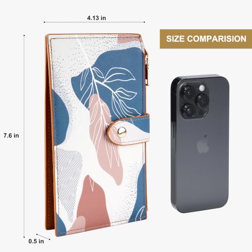 Travelambo RFID Wallet Women Large Size Bifold Multi Card Wallet Case with Zipper Pocke Credit Card Holder for Women - color: Brown Desert Leaf