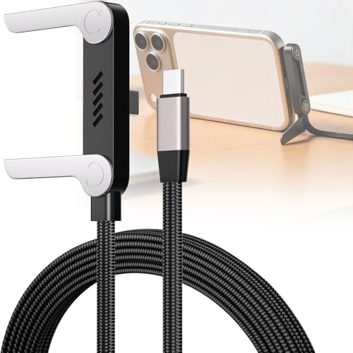 240W USB C to USB C Fast Charging Cable with Foldable Phone Stand,5FT,Black