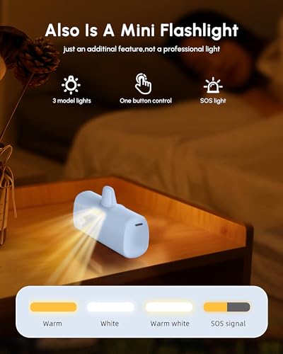 Handy Blue Power Bank Battery Charger for Lightning,5000mah Small Plug-in External Battery Pack Portable Charger For iPhone 14/14plus/14pro/14 pro max/13/12/11/11pro/11 pro max/SE/X/XR/XS Max/8/8plus - color: T-Blue