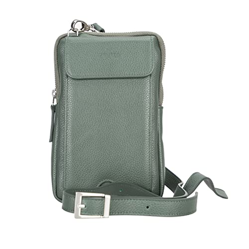 Ferrara Premium Leather Crossbody Phone Purse - Unisex Crossover Sling Shoulder Bag with Card Holder & Adjustable Strap - color: Green