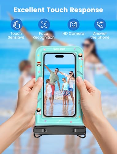 Paul Frank Waterproof Phone Pouch Floating, 2 Pack IPX8 Waterproof Phone Case with Lanyard for iPhone 17 16 15 14 Pro Max Galaxy S25 S24, Cellphone Dry Bag Beach Cruise Ship Essentials(up to 8.5") - color: Black&Green