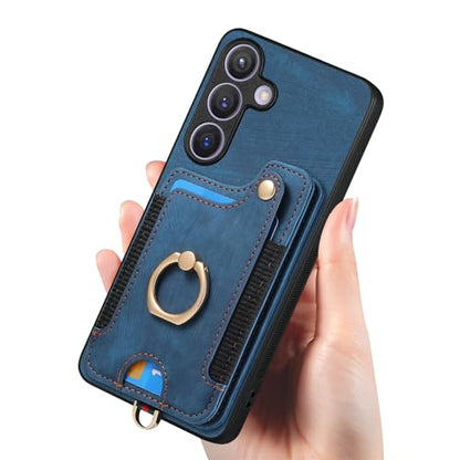 for Samsung Galaxy S25 Case Wallet with Card Slots Blue | PU Leather Flip Folio Cover,RFID Blocking Ring Holder,Kickstand,Wrist Strap,Shockproof,Magnetic Protective,Women Men Girls - color: Blue, size: Galaxy S25 6.2 Inch