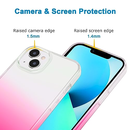 JJGoo Compatible with iPhone 13 Case Clear Soft Transparent Shockproof Protective Slim Thin Bumper Phone Cover, Gradient Pink - color: Gradient Pink