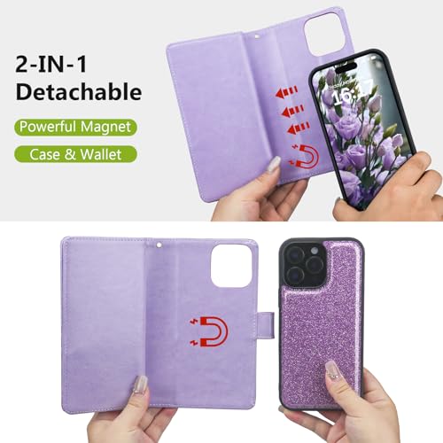 Varikke for iPhone 13 Pro Max Case Wallet Magnetic Detachable, Light Purple - color: (Standard) Light Purple, size: iPhone 13 Pro Max 6.7"