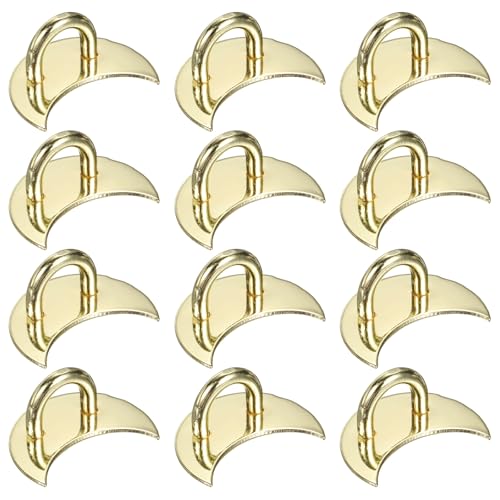 PATIKIL Metal Phone Charm Hook 1", 12Pcs Adhesive Moon Shaped Phone Finger Grip Hook Smartphones Keychain Ring Charm Loop for DIY Tablet Case Accessories, Gold - color: Gold