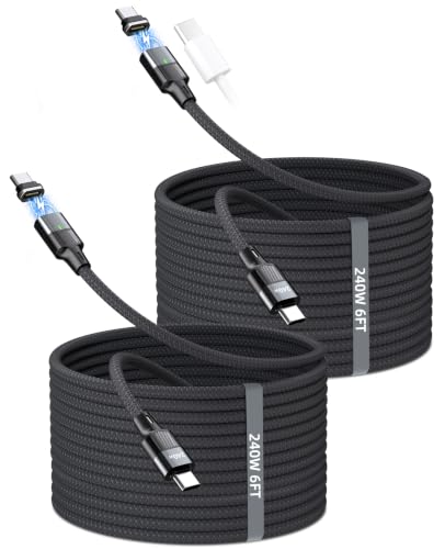 USB C Magnetic Charging Cable 240W [2Pack, 6ft] 24Pin USB C Magnetic Cable - size: 6FT