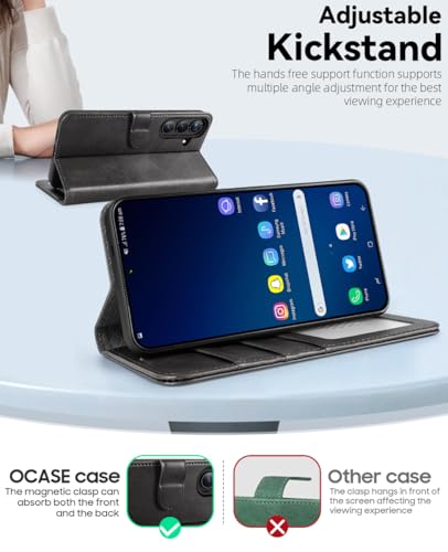 OCASE Compatible with Galaxy S25 Wallet Case, PU Leather Flip Folio Case with Card Holders RFID Blocking Kickstand [Shockproof TPU Inner Shell] Protective Phone Cover 6.2 Inch 2025, Graphite - color: Graphite, size: Samsung Galaxy S25