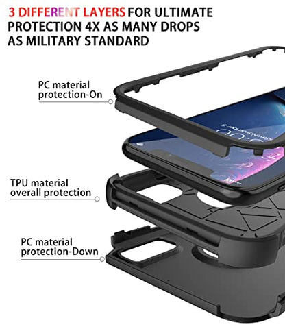 Diverbox for iPhone Xr Case [Shockproof] [Dropproof] [Dust-Proof],Heavy Duty Protection Phone Case Cover for Apple iPhone XR - color: Black-3in1