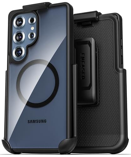 Encased Belt Case for Samsung Galaxy S25 Ultra, Clear Back Case with Rotating Holster Clip (Magnetic, Compatible with MagSafe, Qi2) - color: Clear, size: S25 Ultra
