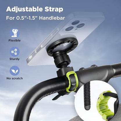 OUTXE Magnetic Phone Holder for Stroller, Adjustable Phone Mount with Magsafe for Shopping Cart, Gym Bike Handlebar, Universal Magsafe Stroller Stand Compatible with iPhone/Android