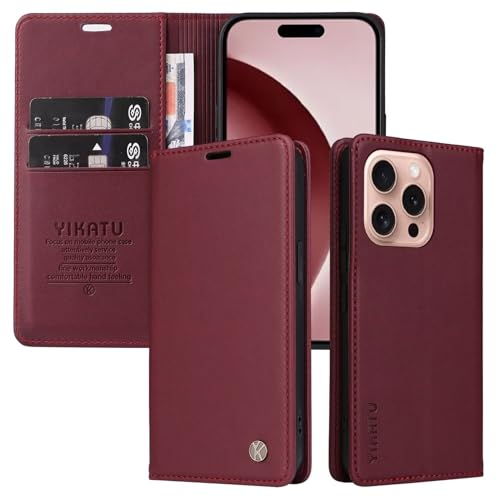 Caseurban Compatible with iPhone 16 Pro Wallet Case PU Leather Flip Folio Case with Card Holder Magnetic Closure Shockproof Protective Phone Cover Black - color: Black, size: iPhone 16 Pro