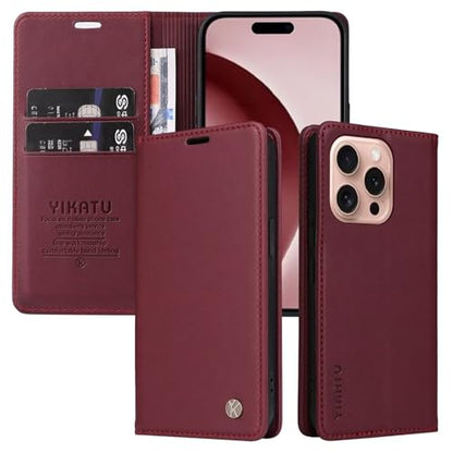 Caseurban Compatible with iPhone 16 Pro Wallet Case PU Leather Flip Folio Case with Card Holder Magnetic Closure Shockproof Protective Phone Cover Black - color: Black, size: iPhone 16 Pro