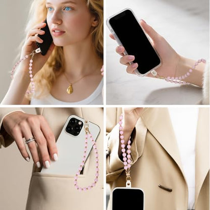 Phone Charm Detachable Metal Cellphone Wrist Strap for Women Girls, Cell Phone Lanyard - color: Cc-light Pink
