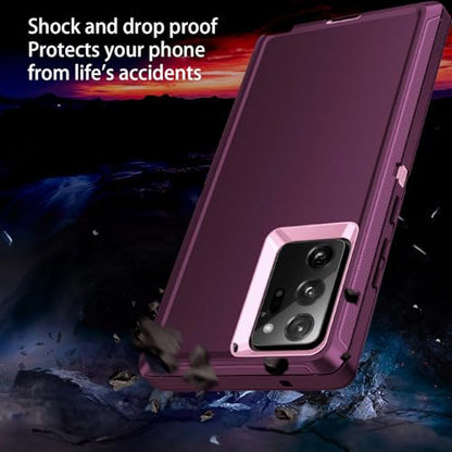 for Galaxy Note 20 Ultra Case Heavy Duty Shockproof Dust/Drop Poof 3 Layers Full Bady Protection Rugged Cover Case for Samsung Galaxy Note 20 Ultra,Purple/Pink - color: Purple/Pink