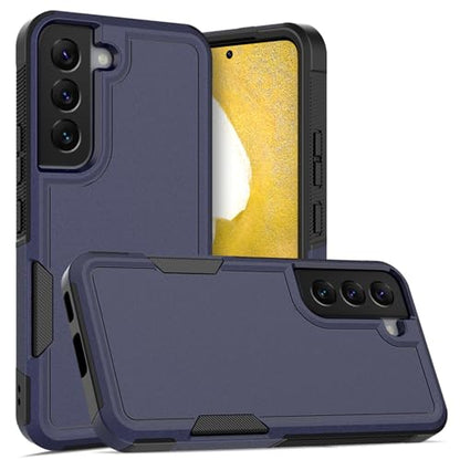for Samsung Galaxy S22 Case: Dual Layer Protective Heavy Duty Cell Phone Cover Shockproof Rugged with Screen Protector - Military Protection Bumper Tough - Samsung Galaxy S22 5G 2022, 6.1 inch, Blue - color: Navy Blue (PC) + Black (TPU)