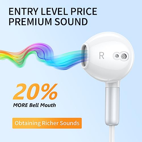 BENEWY Wired Earbuds 3.5mm Magnetic Earphones with Microphone Headphones - color: White