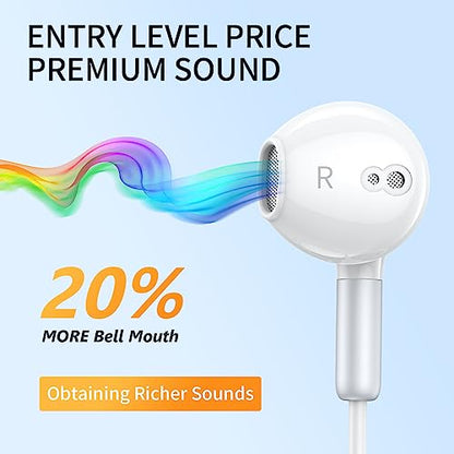 BENEWY Wired Earbuds 3.5mm Magnetic Earphones with Microphone Headphones - color: White