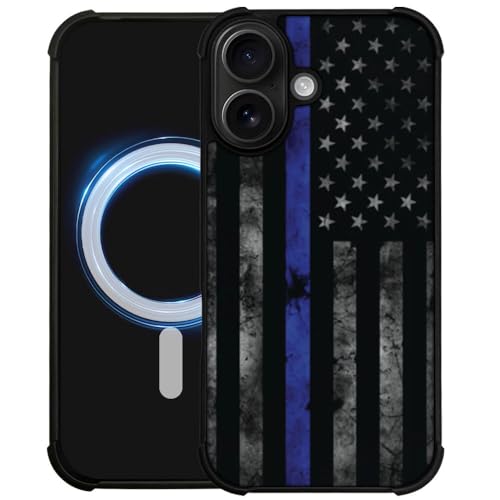 DJSOK Case for iPhone 17,Compatible with MagSafe,Anti-Scratch Shockproof Case,American Police Flag - color: American police flag, size: IPhone 17