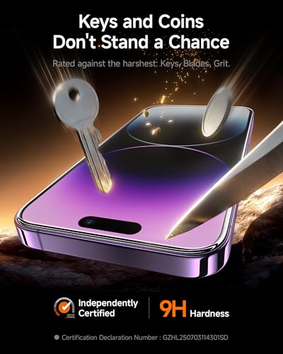SMARTDEVIL 2 Pack for iPhone 14 Pro Max Screen Protector, 9H Hardness Military Grade Shatterproof, HD Clear Tempered Glass with Auto Dust-Elimination, Bubble Free, Easy Installation, Case Friendly | 9H Hardness Military Grade Shatterproof, HD Clear Temper