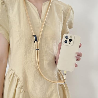 Phone Leather Lanyard with Tabs,Adjustable Anti Theft Phone Crossbody Strap for iPhone and Smartphone,Purse - color: Gold