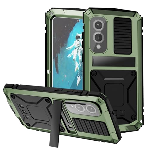 Simicoo for Samsung Galaxy S25 FE Metal Military Heavy Duty Case, Metallic Bumper Shockproof Dustproof Rugged Tough with Stand Screen Protector Camera Control Full Body Drop Protective Cover (Green) - color: Camouflage