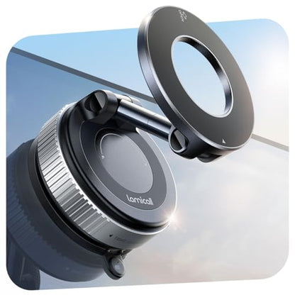 Lamicall for MagSafe Car Mount 70LBS Vacuum Dash& Windshield GPS Units - color: NEW Upgraded - Silver