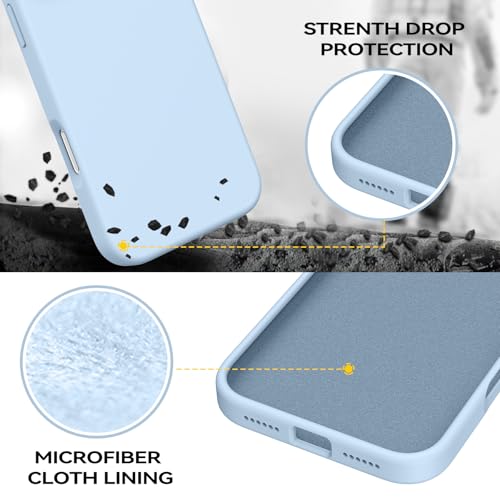 GUAGUA Compatible with iPhone 17 Pro Max Case 6.9 Inch Liquid Silicone Soft Gel Slim Thin Microfiber Lining Cushion Texture Cover Shockproof Protective Phone Case for iPhone 17 Pro Max, Light Blue - color: Light Blue, size: iPhone 17 Pro Max
