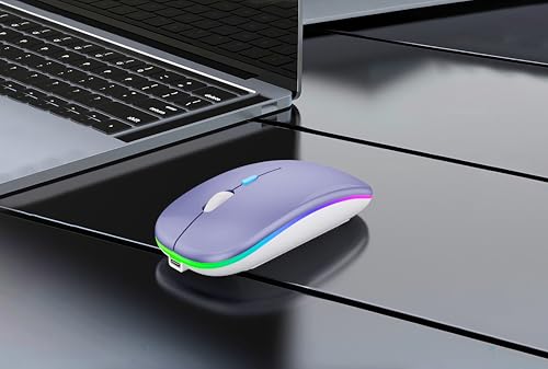 WREANU Wireless Bluetooth Mouse, Rechargeable Laptop Mice, Purple - color: Purple Wireless Bluetooth Mouse