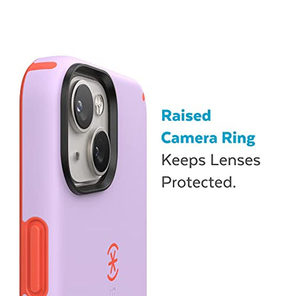 Speck iPhone 15 Plus & 14 Plus Case - Drop Protection, Scratch Resistant, Built for MagSafe iPhone Case with Soft Touch Coating - 6.7" iPhone, Dual Layer - Spring Purple/Energy Red CandyShell Pro - color: Spring Purple/Energy Red