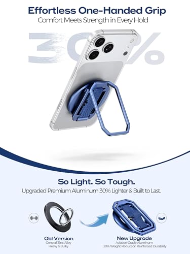Ultra-Light & Durable Aluminum Phone Grip Stand for MagSafe with Strap - color: Blue(All-Aluminum)