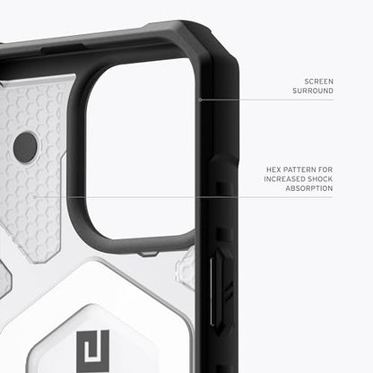 URBAN ARMOR GEAR UAG Case [Updated Ver] Compatible with iPhone 15 Pro Case 6.1" Pathfinder Clear Ice/Silver Built-in Magnet Compatible with MagSafe Charging Rugged Transparent Protective Cover - color: Ice/Silver