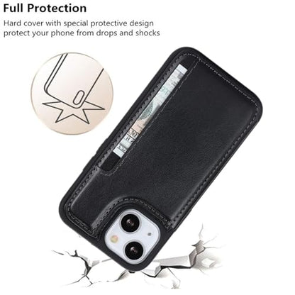 iCoverCase Compatible with iPhone 13 Mini Case with Card Holder, Wallet Phone Case for Women Men RFID Blocking PU Leather Protective Case 5.4 Inch (Black) - color: Black