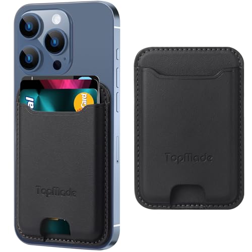Phone Card Holder, Premium Leather Phone Wallet Stick on, Fit 4 Cards - color: Black