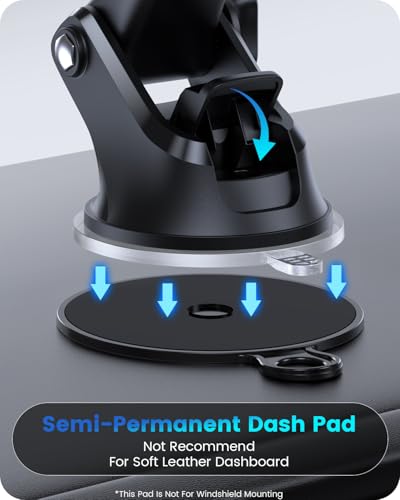 OQTIQ Suction Cup Car Phone Mount for Dashboard and Windshield, Vent Clip