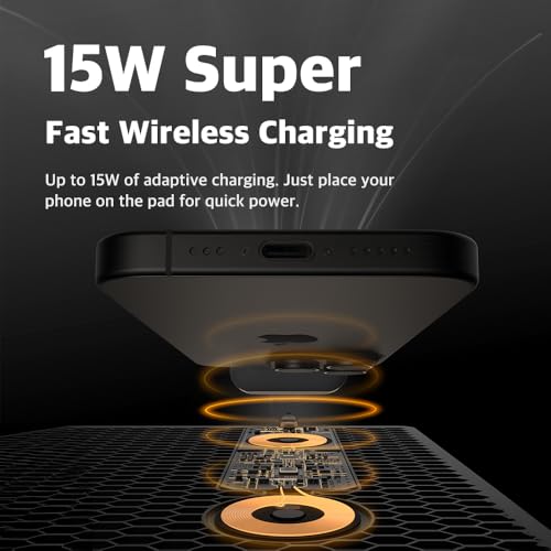 POUT H3 PRO Dual Qi Wireless Charging Mouse Pad – Dual Fast Wireless Chargers for Smartphones and Earbuds – Smooth Surface with Anti-Slip Base for Home and Office Use (Polar White)