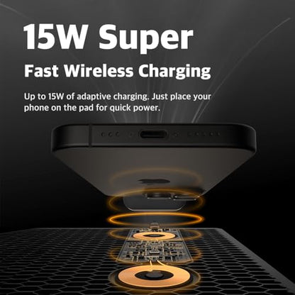 POUT H3 PRO Dual Qi Wireless Charging Mouse Pad – Dual Fast Wireless Chargers for Smartphones and Earbuds – Smooth Surface with Anti-Slip Base for Home and Office Use (Polar White)