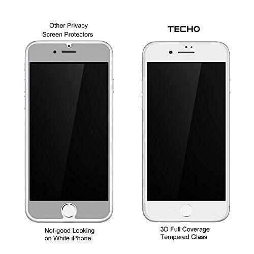 TECHO Privacy Screen Protector for iPhone 8 7 6s 6, Anti Spy 9H Tempered Glass, Edge to Edge Full Cover Screen Protector [Anti-Fingerprint] [Bubble Free] [Full Coverage] (White) - color: White