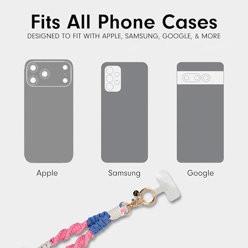 Sonix Phone Wristlet - Detachable Universal Smartphone Wrist Strap, Hands-Free Lanyard Cellphone Bracelet with Tether Tab - color: Crochet Twist - Pink