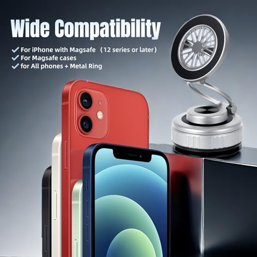 Magnetic Vacuum Car Phone Holder 360° Adjustable Foldable - color: Grey, size: GY-X25