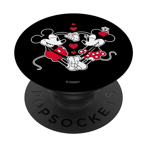 Disney Mickey and Minnie Love Gaze Hearts Black PopSockets Adhesive PopGrip - style: Adhesive PopGrip